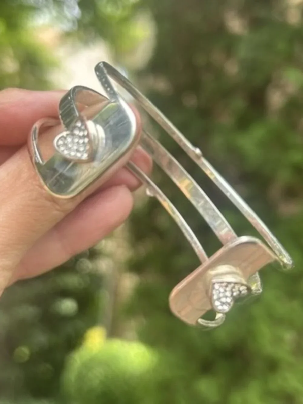 BRIGHTON “CHRISTO” Heart Swarovski Crystal 3-Wire Cuff BRACELET
